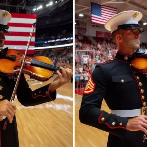Master Gunnery Sergeant Peter Wilson Wows Crowd with National Anthem Violin Performance