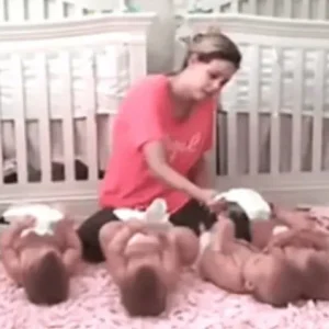 Mom Lines up Her Tiny Quadruplets. Now Pay Attention to The One on The Far Left